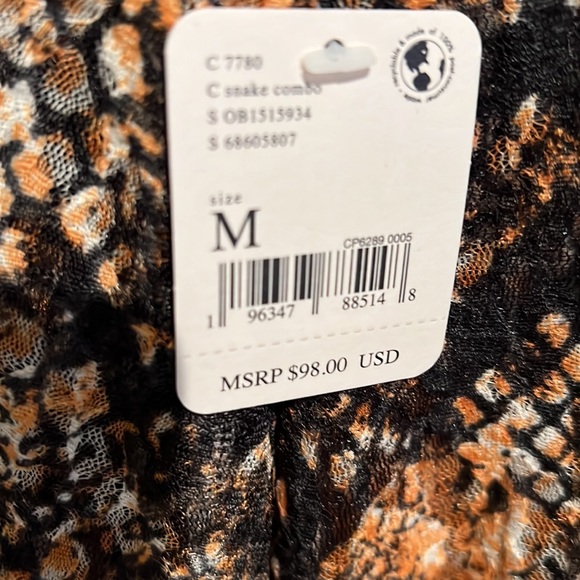 Free People Out for the Night Sheer Tunic Blouse in Snake Combo Sz M - Picture 6 of 11